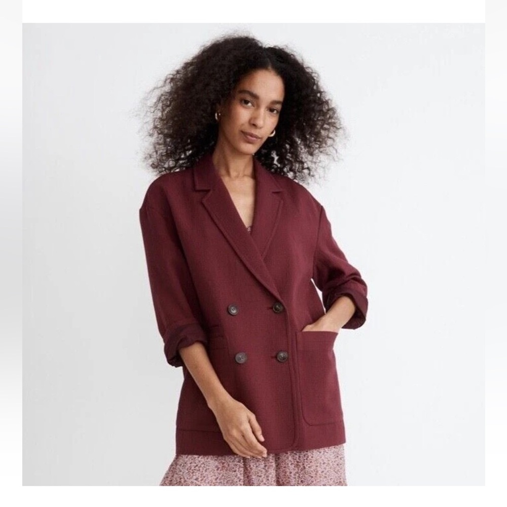 NWT MADEWELL Hayfield Double-Breasted Blazer Vintage Mulberry XXS Oversized fit